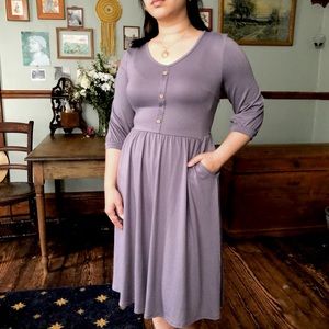 NWT Lavender Cotton blend knit dress w/ pockets